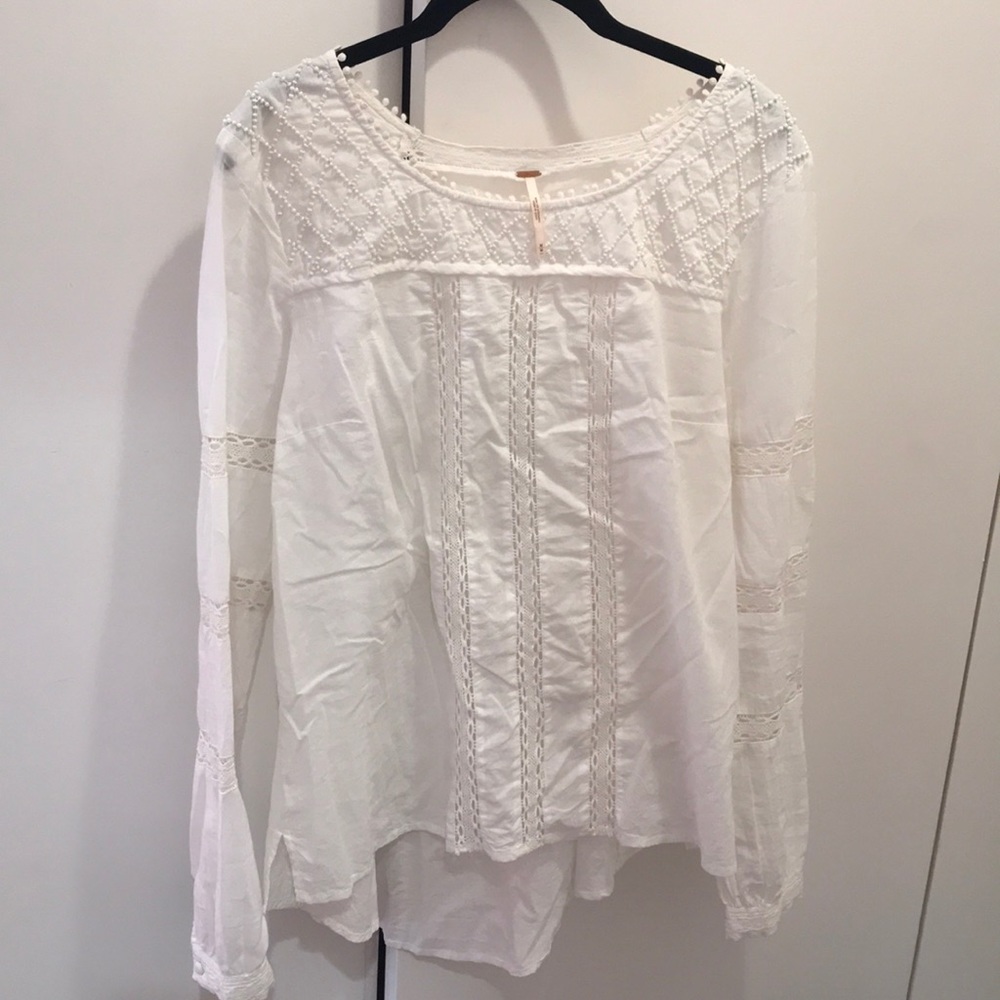 Free People White Long Sleeve Tunic